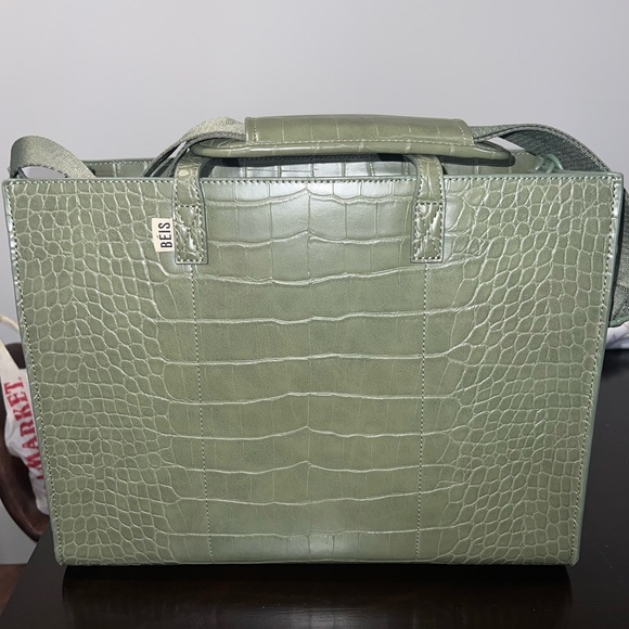 Beis work tote in olive croc - Picture 5 of 10